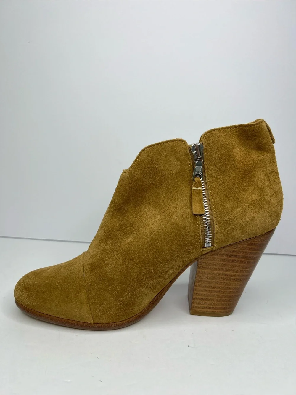 Rag & Bone Margot Tan Suede Double Zip Ankle Booties Size 40 / US 10 No Box